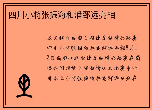 四川小将张振海和潘郅远亮相